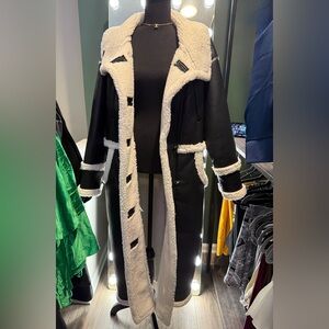 Longline Faux Leather Bonded
Aviator Coat